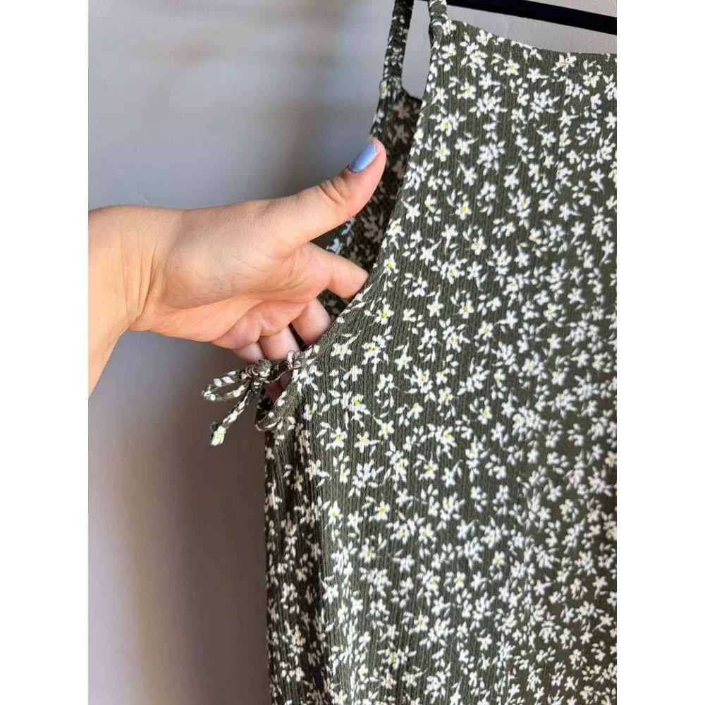 Zara Green Daisy Floral Jumpsuit 11-12 Boho Cottagecore Euro Summer Scandi Comfy
